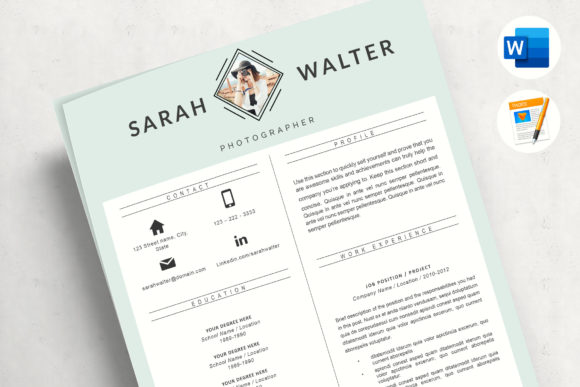 Download Modern Resume with Photo, and Free Cover Letter for MS Word - Premium Resources